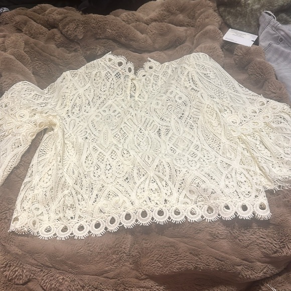 Rain Women's Size large Half Sleeve Embroidered Top Ivory STYLE: OR5880 - Picture 5 of 10